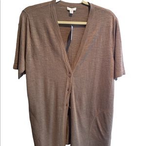 NWT J JILL short sleeve cardigan in light brown SZ PM